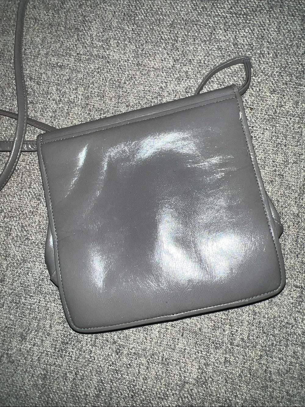 Vintage Grey Leather Barbara Bolan Crossbody Bag and Vintage Clutch